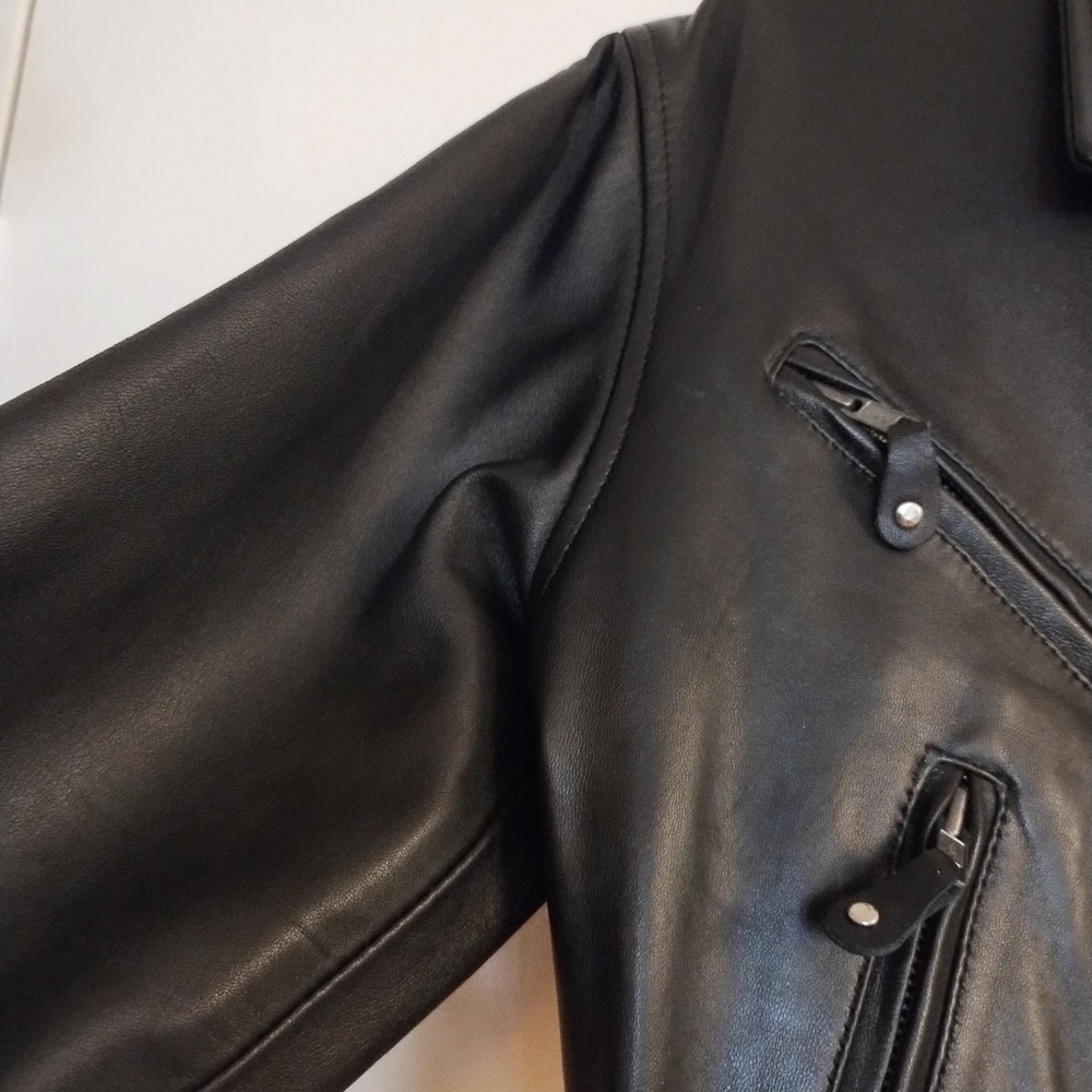 Milwaukee Black Leather Motorcycle Jacket Women’s Size Medium - Picture 13 of 16